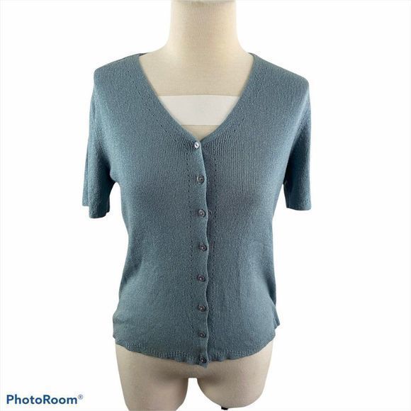 🌿4/$35 🌿VINTAGE PRINCIPLES Blue Button Down‎ Tee - Picture 7 of 7